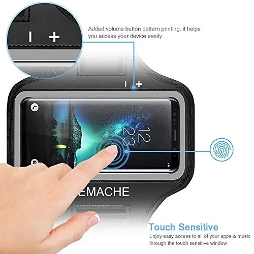 Galaxy S20 S10 S9 S8 Fascia da Braccio per Correre, JEMACHE Palestra Nero - immagine 2