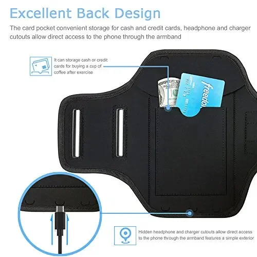 Galaxy S20 S10 S9 S8 Fascia da Braccio per Correre, JEMACHE Palestra Nero - immagine 3