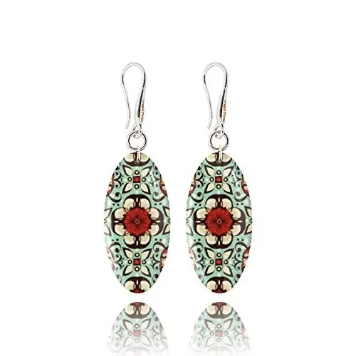 Gioielli Orecchini Forma Classica a Mandorla e Bordeaux Grigio