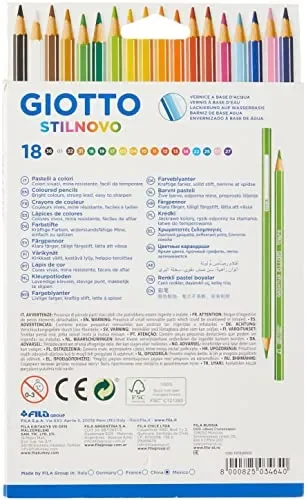 GIOTTO Stilnovo – Astuccio Da 18 Matite A Pastello Colorate, 3.3 Mm, Multicolore, Colori Intensi - immagine 3