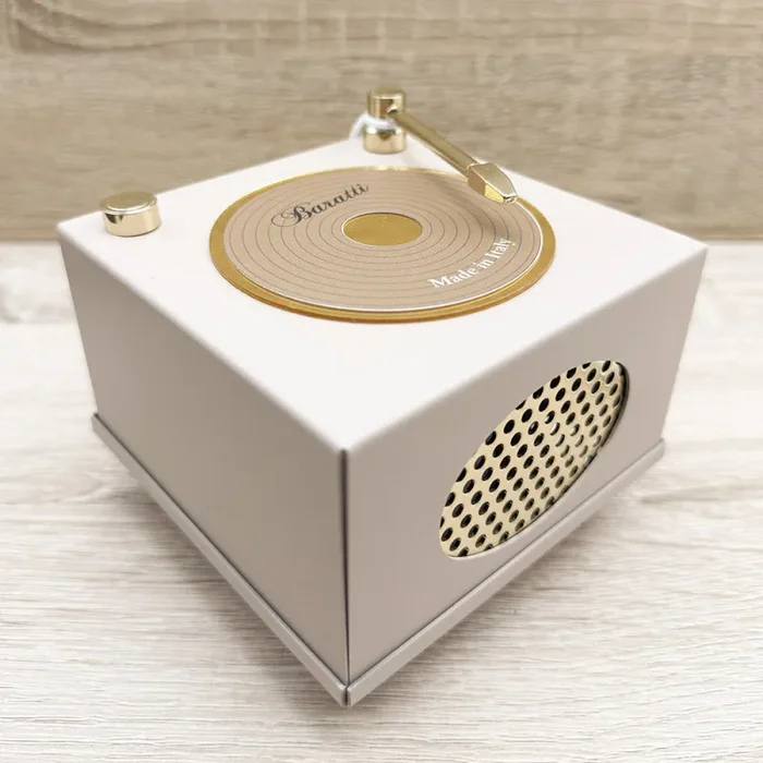 Giradischi Cassa Vintage Tortora e Oro Baratti - immagine 2