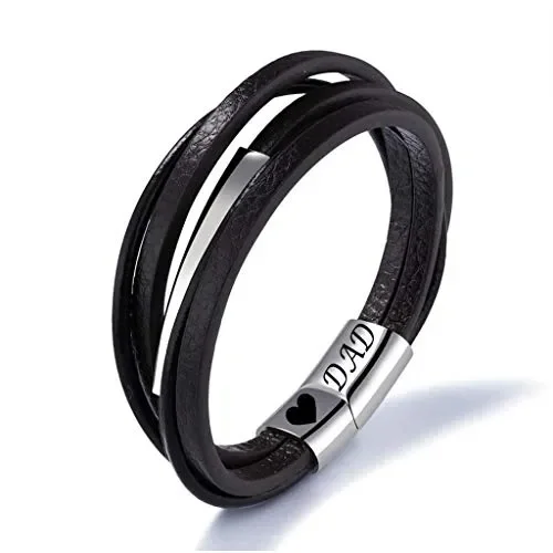 Gkmamrg – Bracciale da uomo in pelle con incisione DAD, confezione…