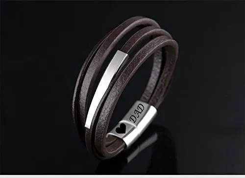 Gkmamrg – Bracciale da uomo in pelle con incisione DAD, confezione… - immagine 2