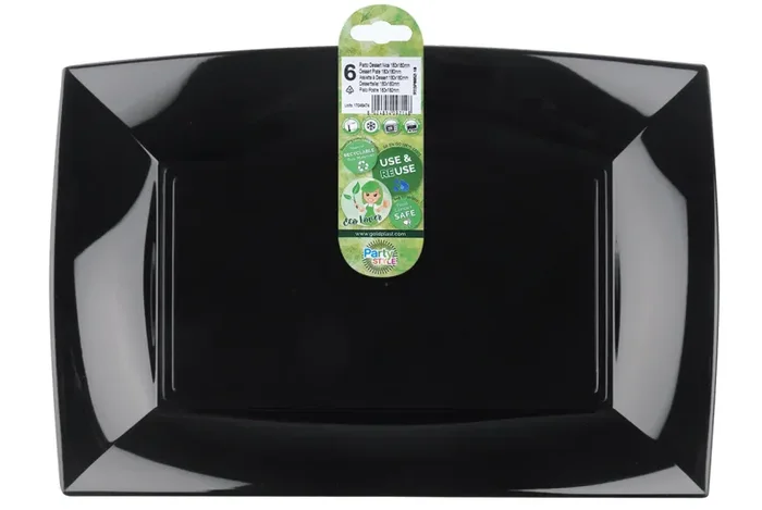Gold Plast Piatto Rettangolare Nice Nero 345 x 230 Mm 6 Pz