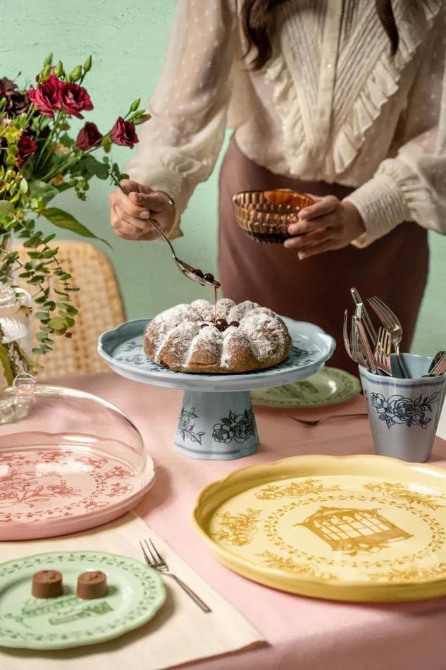 GUZZINI Alzata con Campana Melamina Josephine D 30,4 Cm Table Decor Rosa Polvere - immagine 2