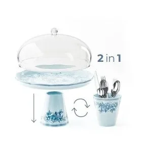 GUZZINI Alzata con Campana Melamina Josephine D 30,4 Cm Table Decor Rosa Polvere - immagine 3