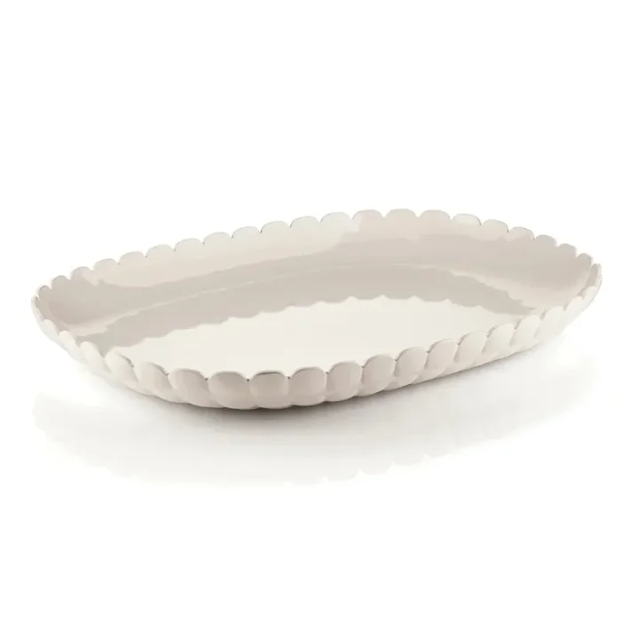 GUZZINI Vassoio a Servire Grande Tiffany H 4,5 Cm 45 x 31 Cm Bianco Latte