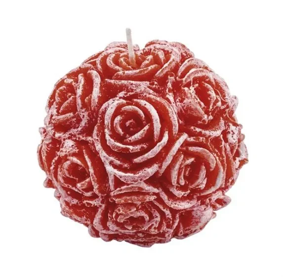 L’Arcolaio Candela sfera di rose piccola – Cera Rossa H 7 D 8 cm – Conf 12 Pz