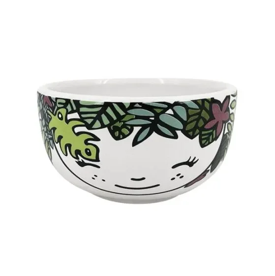 L’Arcolaio Ciottola bowl volto donna foglie – Ceramica dipinta H 6 D 11 cm
