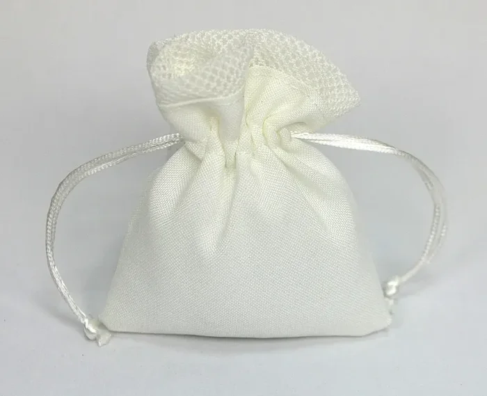 Linea Due Elle Sacchetto Tessuto con Tirante 11 x 9 Cm Avorio 12 Pz