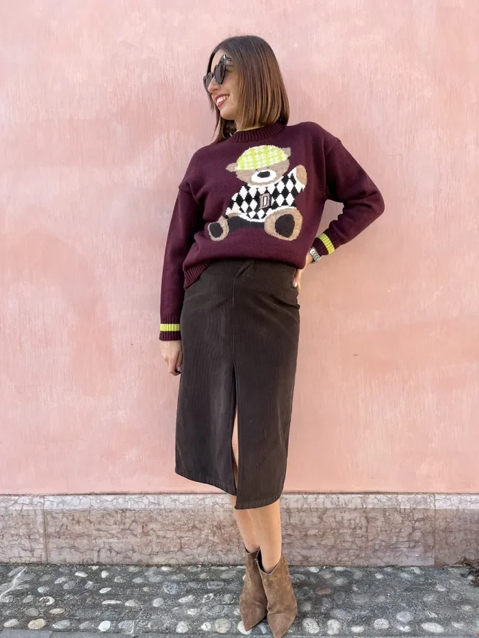 MAGLIONE OVER RICAMO ORSETTO - immagine 2