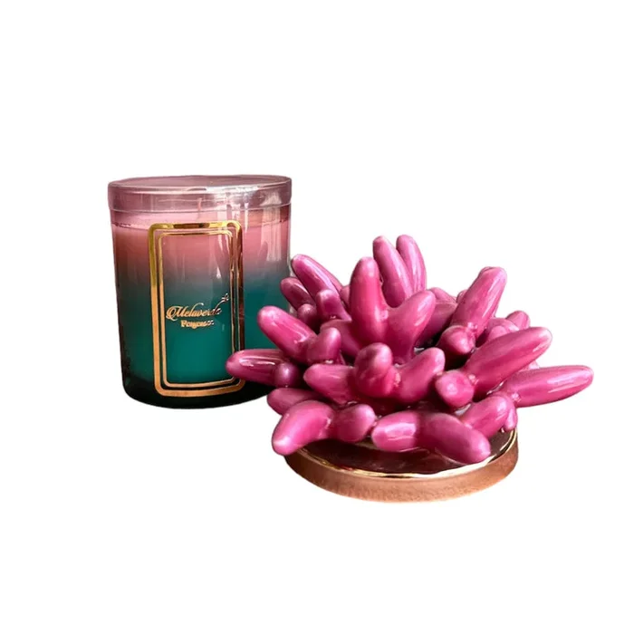 Melaverde Candela Bicolore Anemone Fucsia in Ceramica 200g - immagine 2