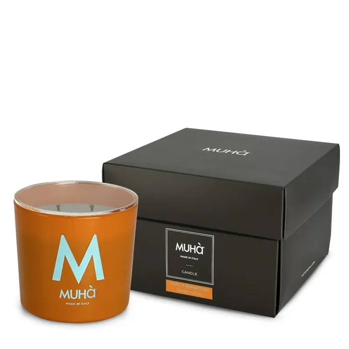 Muhà Candela in Vetro 270g Cedro e Bergamotto