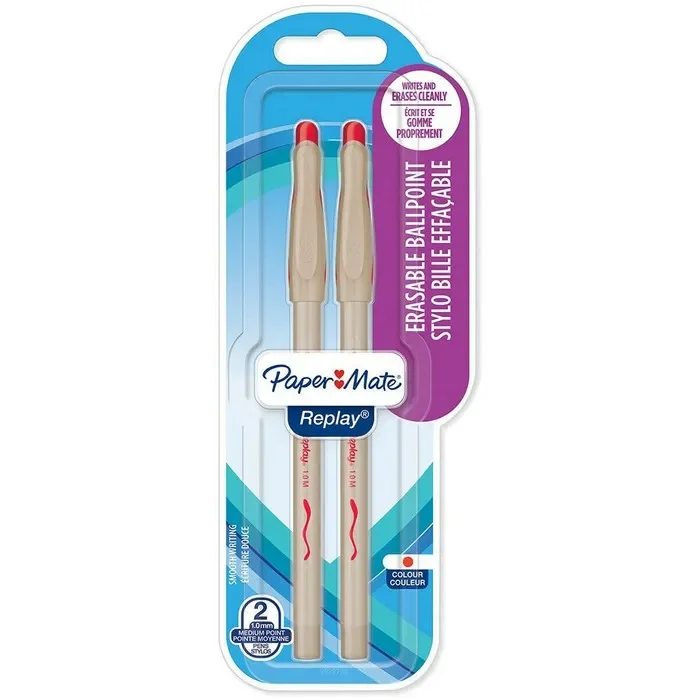 Papermate confezione da 2 penne cancellabili Replay – rosso