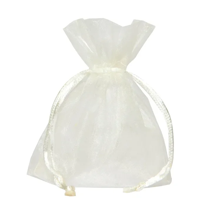 Piovaccari Bustina Organza Portaconfetti con Tirante Raso H 12 x 9 Cm Cream 10 Pz Vendita online