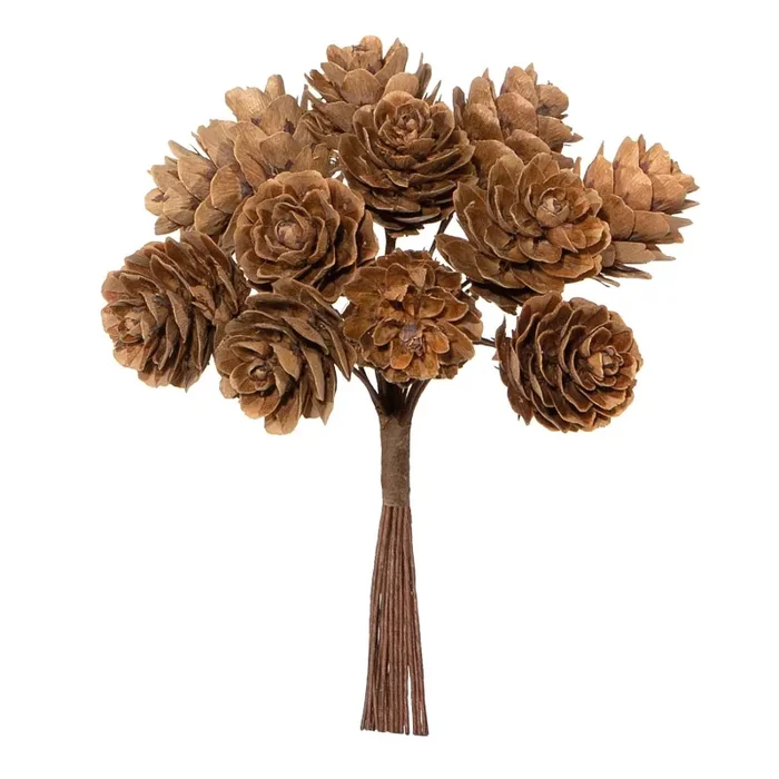 Piovaccari Mazzolino 12 Pigne Natale H 11 Cm Natural Vendita calda