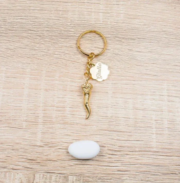 Portachiavi Corno Portafortuna Oro 24Kt Personalizzato