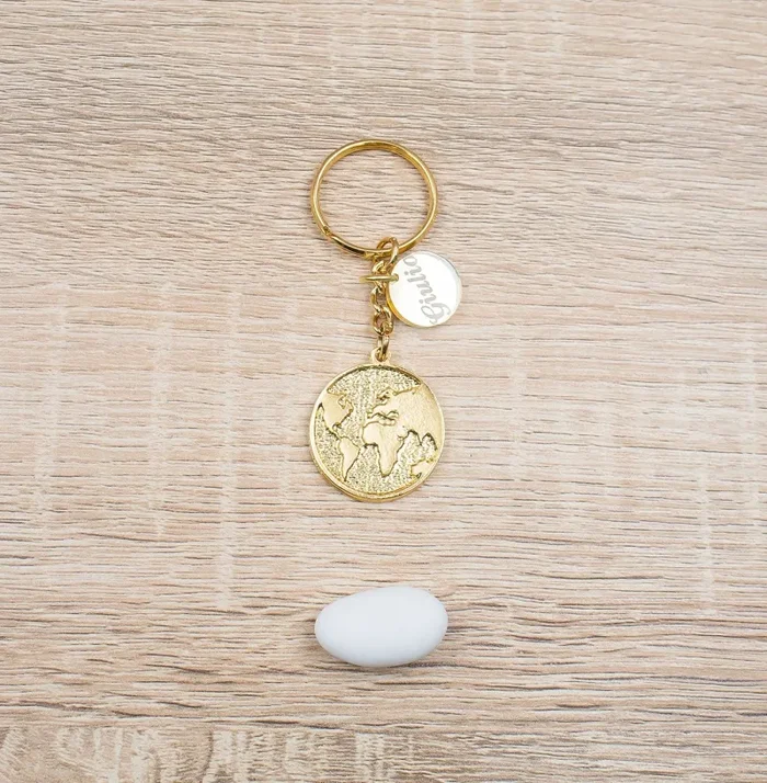 Portachiavi Mappamondo Oro 24Kt Personalizzato
