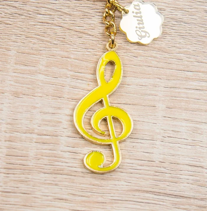 Portachiavi Nota Musicale Oro 24Kt Personalizzato - immagine 2