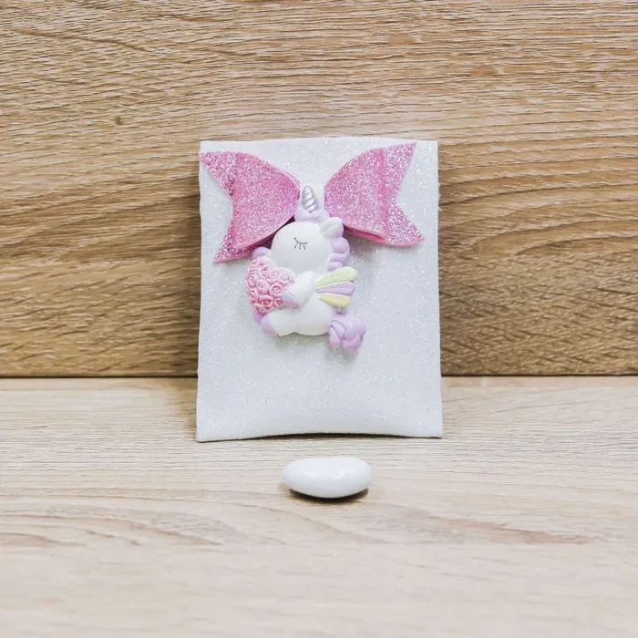 Portaconfetti Glitter Rosa con Magnete Unicorno Fornitura
