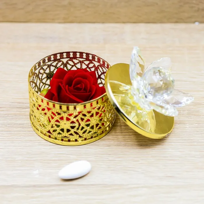 Portagioie Oro Tondo con Rosa Marilyn Rome Vendita online - immagine 2