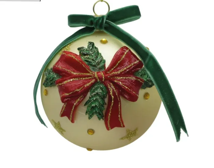 Preziosa Luxury Home Sfera Natale in Vetro Champagne Opaco e Fiocco Velluto 10 Cm In saldo