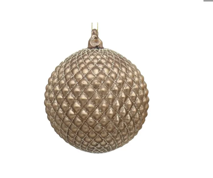 Preziosa Luxury Home Sfera Natale in Vetro con Decori Geometrici D 10 Cm Bronzo