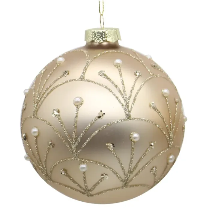 Preziosa Luxury Home Sfera Natale in Vetro con Decori Microperline D 10 Cm Oro