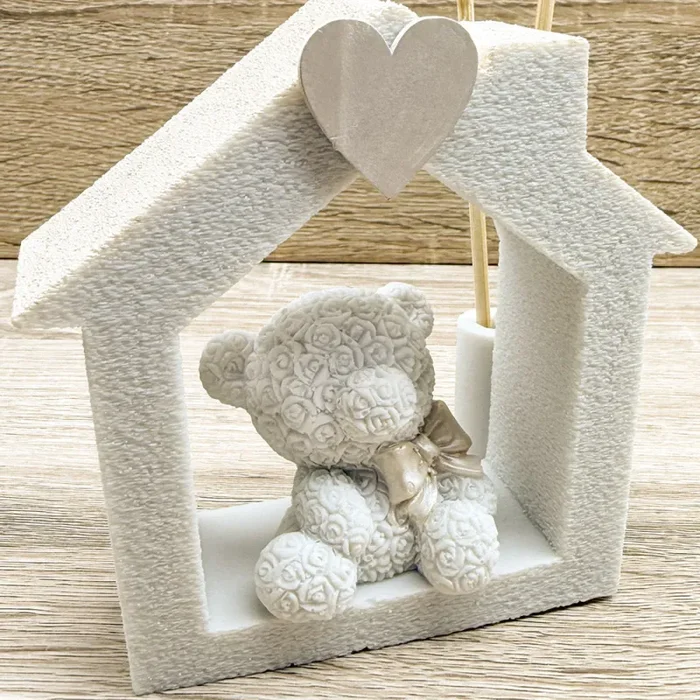 Profumatore Casetta con Orsetto Ecrù Orchidea - immagine 2