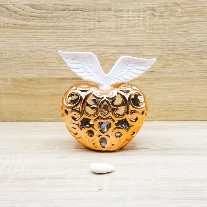 Profumatore Cuore Oro Rosa con Ali Claraluna