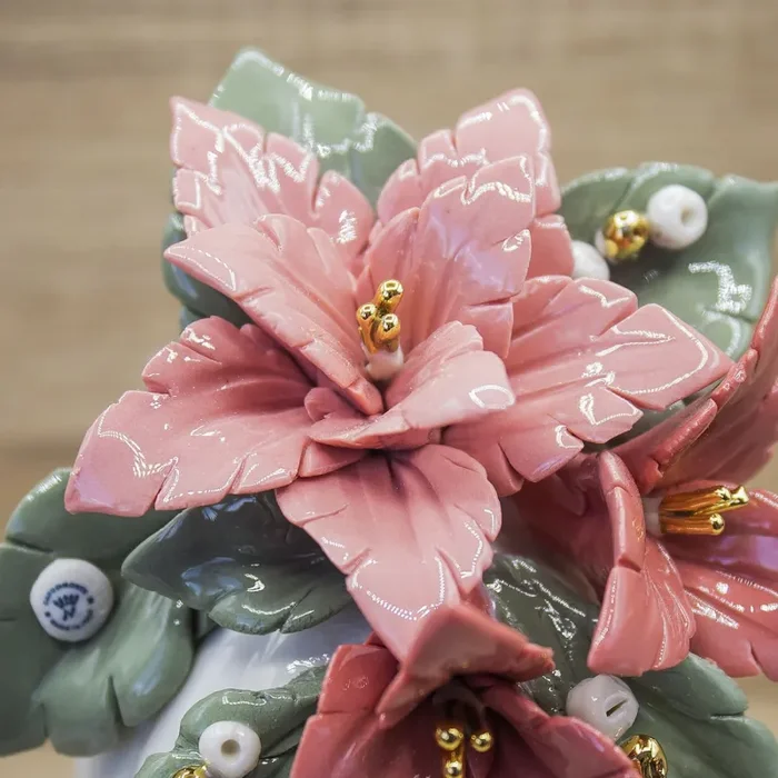 Profumatore Mongolfiera Rossa con Stelle di Natale Porcellana di Capodimonte - immagine 2