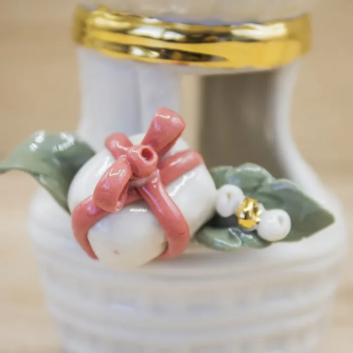 Profumatore Mongolfiera Rossa con Stelle di Natale Porcellana di Capodimonte - immagine 3