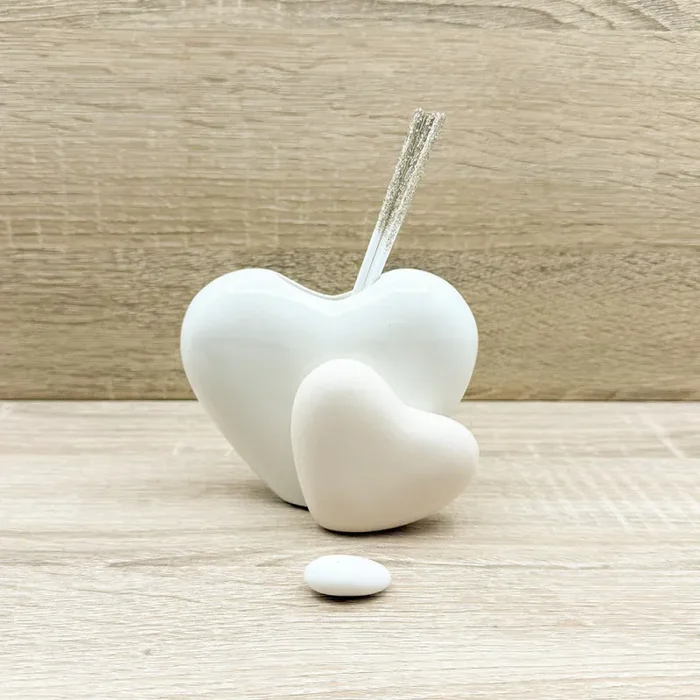 Profumatore Piccolo Doppio Cuore Bianco e Tortora Claraluna Online