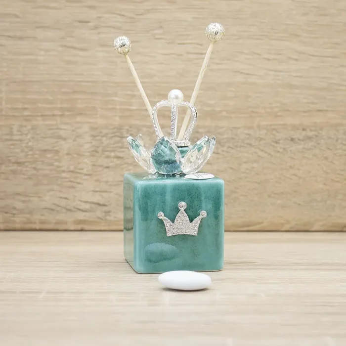 Profumatore Quadrato Verde con Corona Argento Marilyn Rome