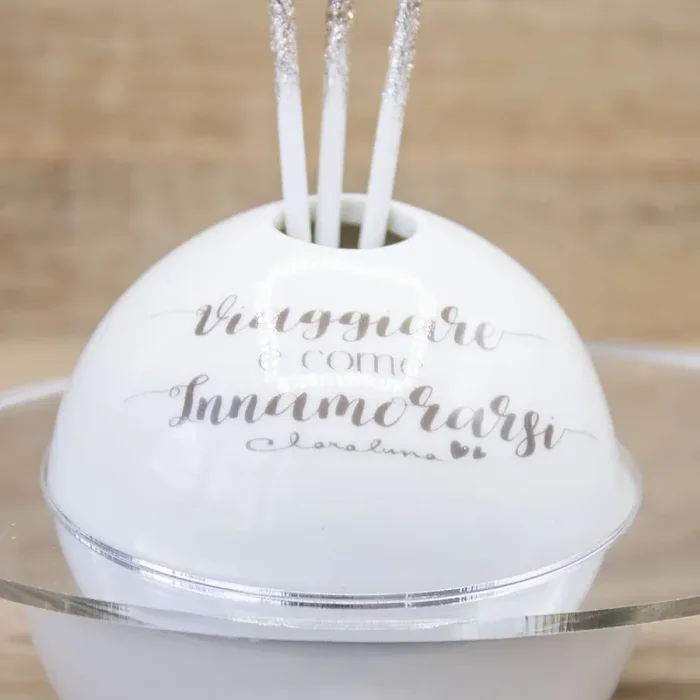 Profumatore Specchio Mappamondo Piccolo con Frase “Viaggio” Claraluna - immagine 2