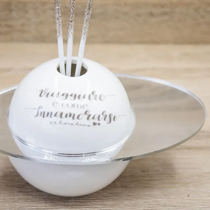 Profumatore Specchio Mappamondo Piccolo con Frase “Viaggio” Claraluna - immagine 3