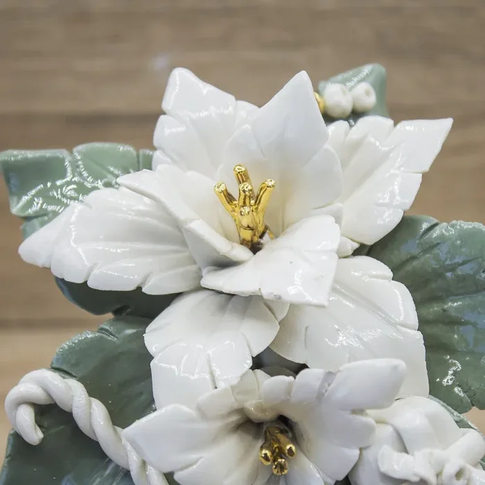 Profumatore Stelle di Natale Bianche Porcellana di Capodimonte - immagine 2