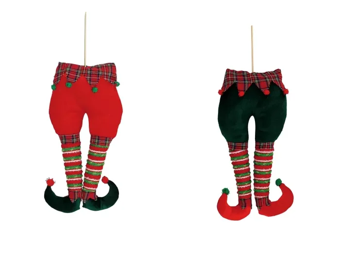 Regalo Italiano Decorazione Natale Gambe Elfo Ass. 22 x 7 Cm H 53 Cm Rosso 1 Pz