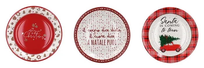Regalo Italiano Piattini Carta Natale D 23 Cm Ass. Cf 12 Pz Rosso Bianco 1 Pz