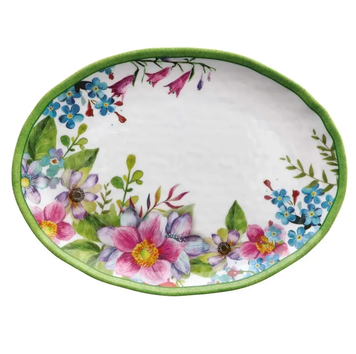 Regalo Italiano Vassoio Ovale Shia Melamina 40 x 30 Cm H 2,5 Cm Multicolor