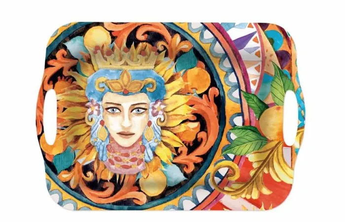 Regalo Italiano Vassoio Rettangolare Melamina Dec. Sicily Ass. H 2,5 Cm 42 x 29 Cm Multicolor 1 Pz - immagine 2