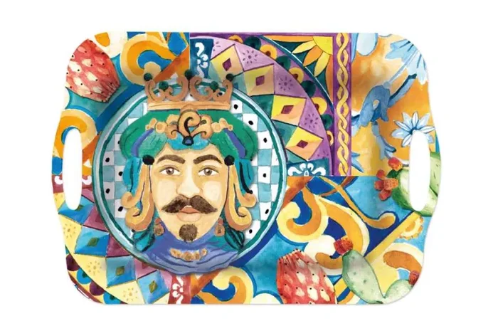 Regalo Italiano Vassoio Rettangolare Melamina Dec. Sicily Ass. H 2,5 Cm 42 x 29 Cm Multicolor 1 Pz - immagine 3