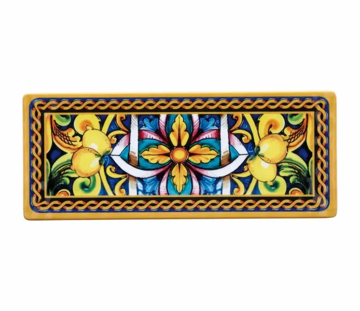 Regalo Italiano Vassoio Rettangolare Melamina Lemon 27 x 11 Cm H 2 Cm Giallo