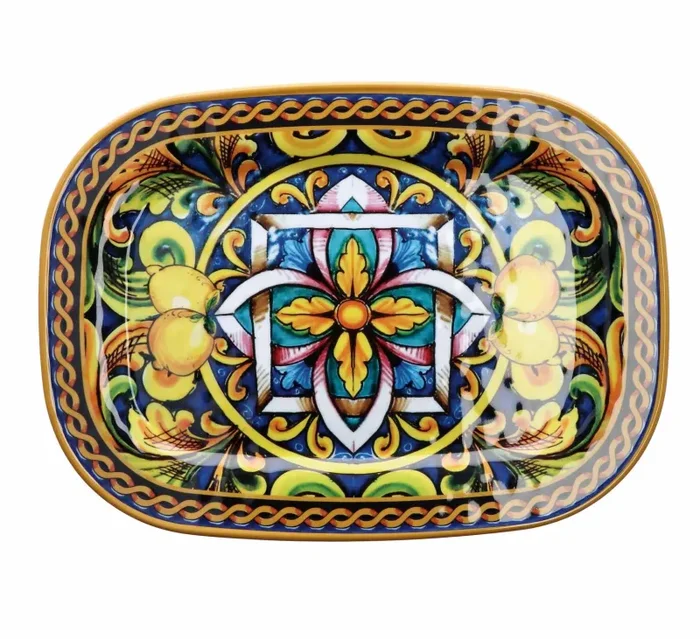 Regalo Italiano Vassoio Rettangolare Melamina Lemon 43 x 32 Cm H 2 Cm Giallo