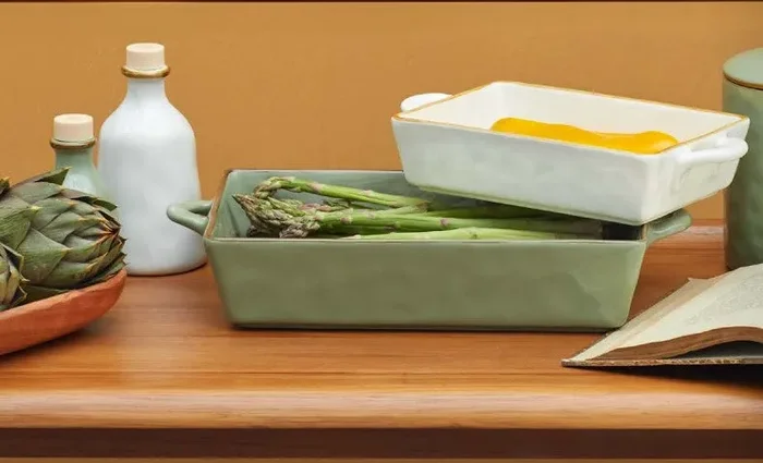 ROSE & TULIPANI Concerto Verde Acqua Teglia 38 x 22 x 7,5 Cm - immagine 3