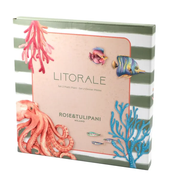 ROSE & TULIPANI Litorale Set 2 Piatti Piani D 27 Cm Corallo Alice Melamina - immagine 3