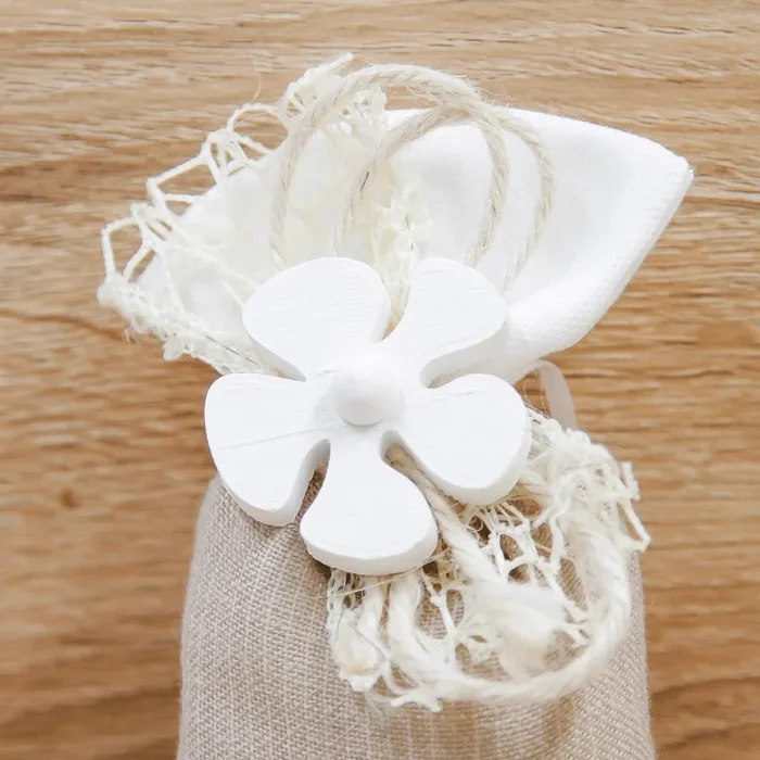 Sacchetto Bicolore con Fiore in Gesso - immagine 2