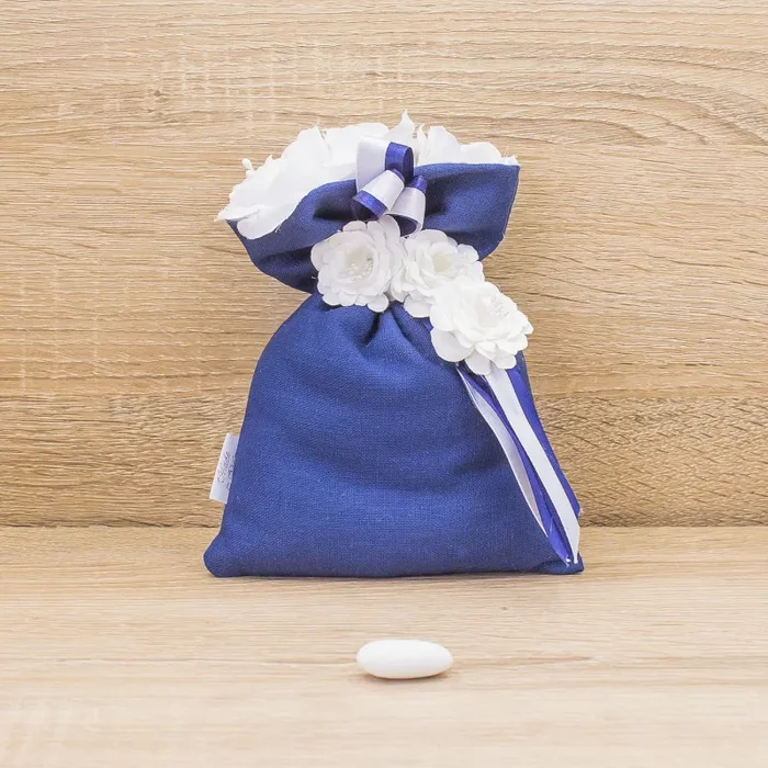 Sacchetto Blu con Fiori e Sali Profumati Francesi La Vie en Rose