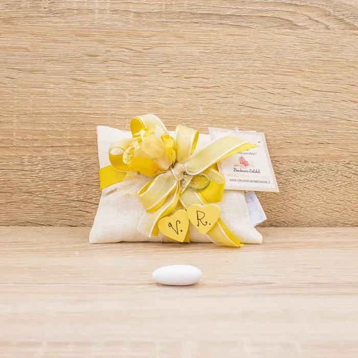 Sacchetto Bustina con Fiore Oro Personalizzato e Sali Profumati Francesi La Vie en Rose