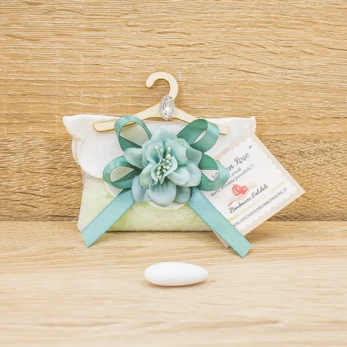 Sacchetto con Gruccia, Sali Profumati e Fiore Verde La Vie en Rose